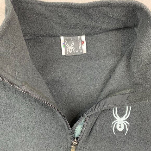 Vintage Spyder Mens Sweater Medium Black Fleece 1/4 Zip Long Sleeve Lightweight - Picture 4 of 10